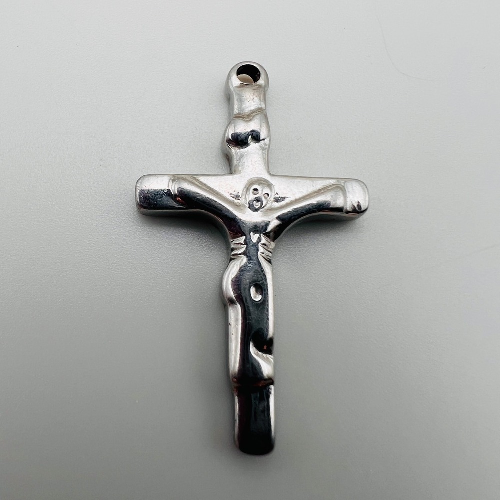 Crucifix Cross Pendant Silver Tone Religious Jewelry Faith Charm Necklace